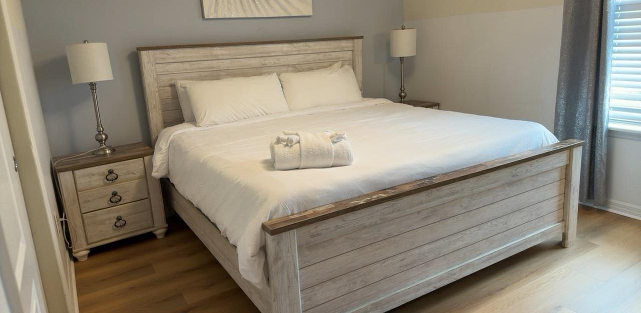 Freshly made bedroom